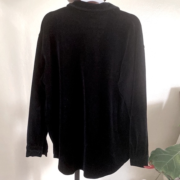 Vintage Casual Elements women’s black velour button blouse - SIZE MEDIUM - Picture 2 of 6